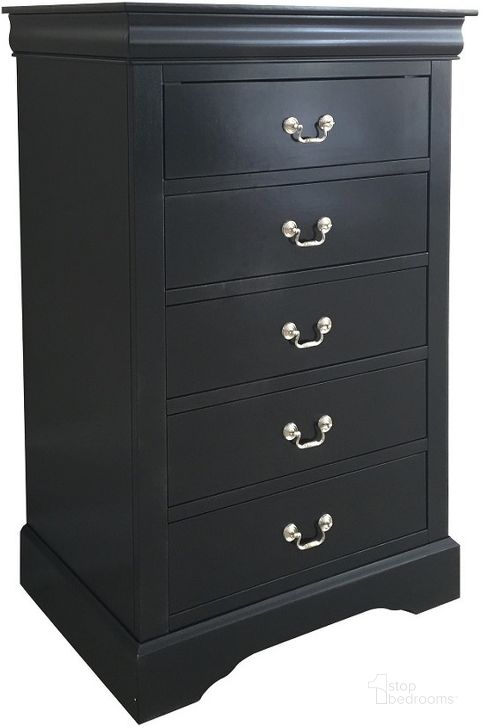 The appearance of Acme Louis Phillipe III 5-Drawer Chest in Black designed by ACME in the transitional interior design. This black piece of furniture  was selected by 1StopBedrooms from Louis Phillipe III Collection to add a touch of cosiness and style into your home. Sku: 19506. Material: Wood. Product Type: Chest. Image1