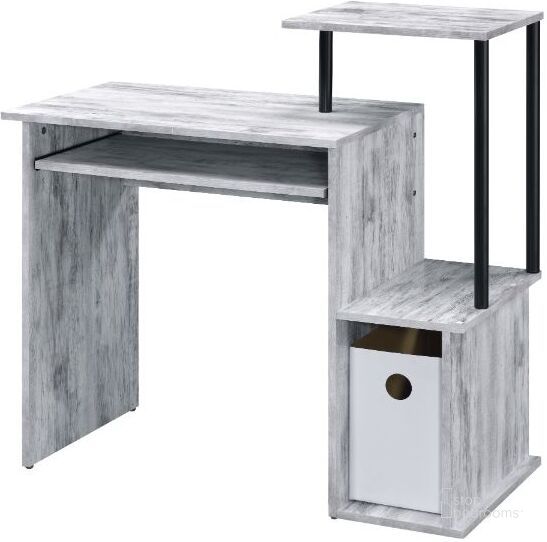 The appearance of Acme Lyphre Computer Desk In Antique White And Black Finish designed by ACME in the industrial interior design. This antique white piece of furniture  was selected by 1StopBedrooms from Lyphre Collection to add a touch of cosiness and style into your home. Sku: 92762. Material: Wood. Product Type: Computer Desk. Image1