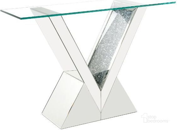 The appearance of Acme Noralie Console Table In Clear Glass designed by ACME in the glam interior design. This clear glass piece of furniture  was selected by 1StopBedrooms from Noralie Collection to add a touch of cosiness and style into your home. Sku: 90670ST;90671GL. Product Type: Console Table. Material: MDF. Image1