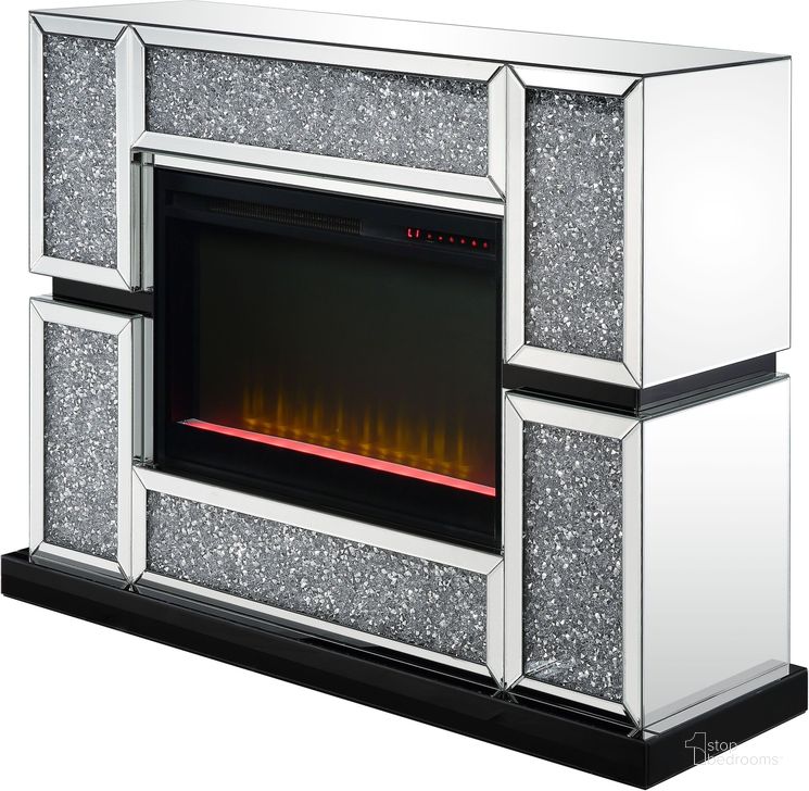 The appearance of Acme Noralie Fireplace In Mirrored And Faux Diamonds 90660 designed by ACME in the glam interior design. This mirrored piece of furniture  was selected by 1StopBedrooms from Noralie Collection to add a touch of cosiness and style into your home. Sku: 90660. Material: Wood. Product Type: Fireplace.