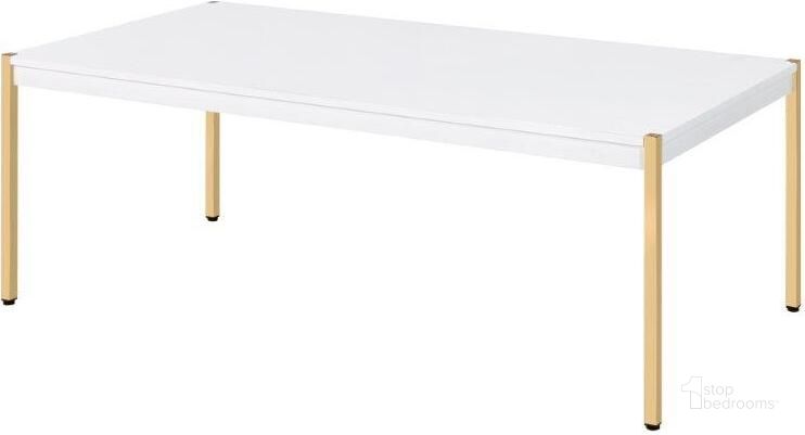 The appearance of Acme Otrac Coffee Table designed by ACME in the modern / contemporary interior design. This white and gold piece of furniture  was selected by 1StopBedrooms from Otrac Collection to add a touch of cosiness and style into your home. Sku: LV00034. Material: Wood. Product Type: Coffee Table. Image1