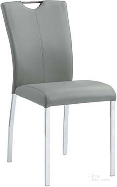 The appearance of Acme Pagan Side Chair Set Of 2 In Gray Pu And Chrome Finish designed by ACME in the modern / contemporary interior design. This grey piece of furniture  was selected by 1StopBedrooms from Pagan Collection to add a touch of cosiness and style into your home. Sku: DN00741. Material: Metal. Product Type: Side Chair. Image1