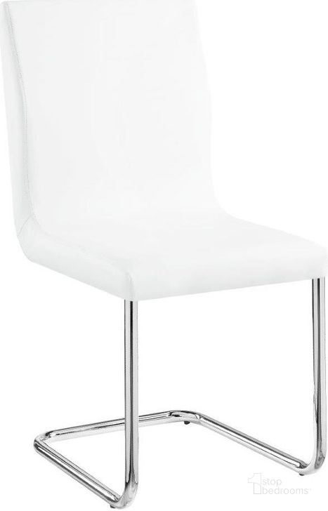 The appearance of Acme Palton Side Chair Set Of 2 In White Pu And Chrome Finish designed by ACME in the modern / contemporary interior design. This white and chrome piece of furniture  was selected by 1StopBedrooms from Palton Collection to add a touch of cosiness and style into your home. Sku: DN00733. Material: Metal. Product Type: Side Chair. Image1