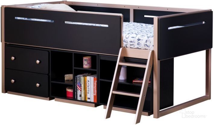 The appearance of Acme Prescott 4 Compartments Bookshelf In Black and Rose-Gold designed by ACME in the industrial interior design. This rose gold piece of furniture  was selected by 1StopBedrooms from Prescott Collection to add a touch of cosiness and style into your home. Sku: 37985. Material: Wood. Product Type: Bookcase. Image1