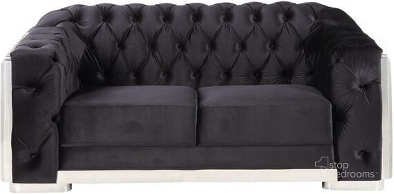 The appearance of Acme Pyroden Loveseat designed by ACME in the modern / contemporary interior design. This black velvet piece of furniture  was selected by 1StopBedrooms from Pyroden Collection to add a touch of cosiness and style into your home. Sku: LV00297. Material: Wood. Product Type: Loveseat. Image1
