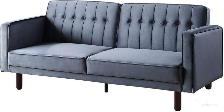 The appearance of Acme Qinven Adjustable Sofa In Dark Gray Velvet designed by ACME in the modern / contemporary interior design. This dark gray piece of furniture  was selected by 1StopBedrooms from Qinven Collection to add a touch of cosiness and style into your home. Sku: LV00085. Material: Wood. Product Type: Sofa. Image1