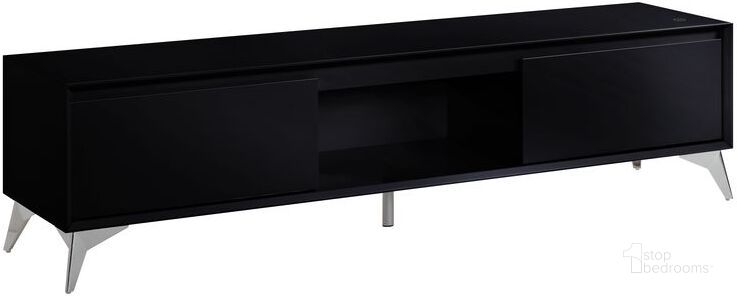 The appearance of Acme Raceloma TV Stand In Black And Chrome Finish designed by ACME in the modern / contemporary interior design. This black and chrome piece of furniture  was selected by 1StopBedrooms from Raceloma Collection to add a touch of cosiness and style into your home. Sku: 91994. Material: Wood. Product Type: TV Stand. Image1