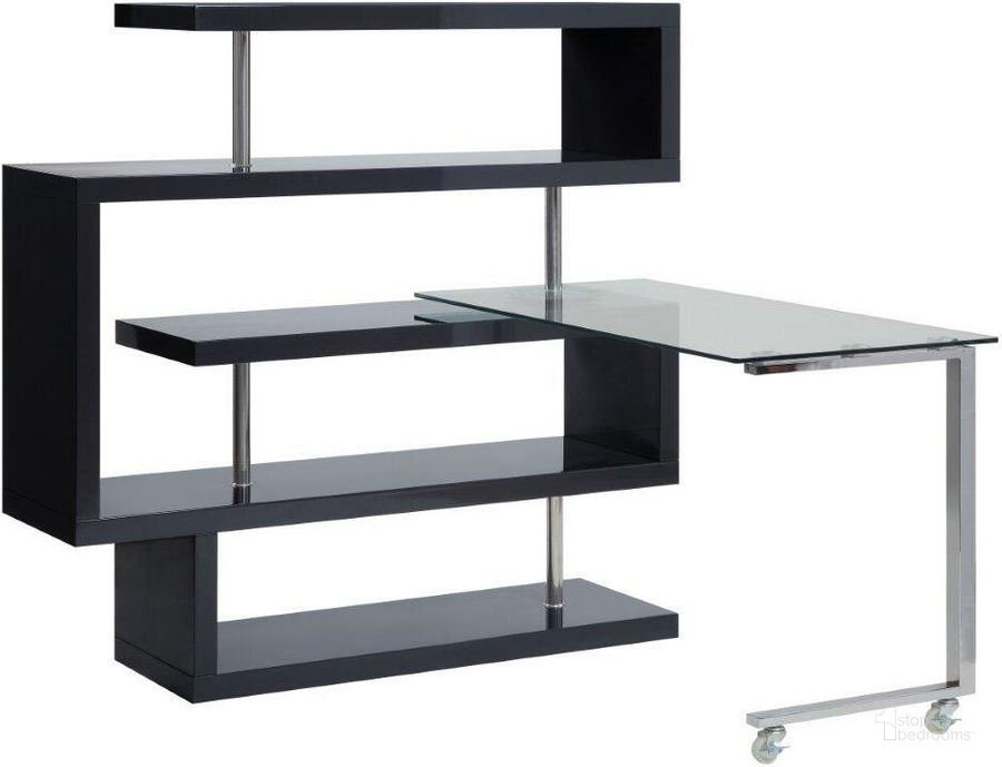 The appearance of Acme Raceloma Writing Desk With Shelf In Black High Gloss Finish designed by ACME in the modern / contemporary interior design. This black high gloss piece of furniture  was selected by 1StopBedrooms from Buck Collection to add a touch of cosiness and style into your home. Sku: 93177DESK;93178FRM. Material: Wood. Product Type: Writing Desk. Image1