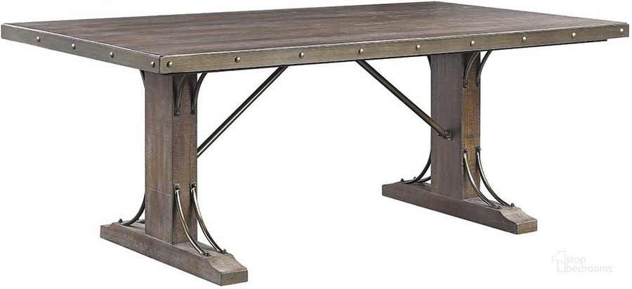 The appearance of Acme Raphaela Dining Table In Weathered Cherry Finish designed by ACME in the transitional interior design. This weathered cherry piece of furniture  was selected by 1StopBedrooms from Raphaela Collection to add a touch of cosiness and style into your home. Sku: DN00980. Table Base Style: Trestle. Material: Wood. Product Type: Dining Table. Table Top Shape: Rectangular. Size: 78". Image1