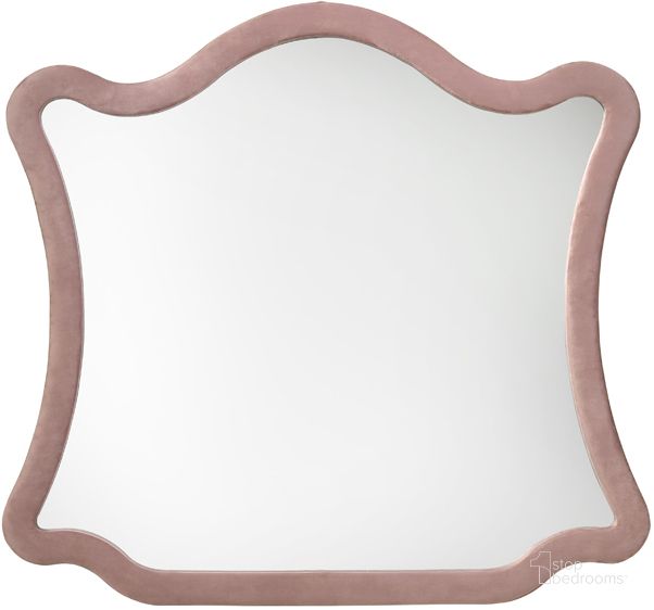 The appearance of Acme Salonia Mirror In Pink Velvet designed by ACME in the modern / contemporary interior design. This pink velvet piece of furniture  was selected by 1StopBedrooms from Salonia Collection to add a touch of cosiness and style into your home. Sku: BD01185. Material: Wood. Product Type: Mirror. Image1