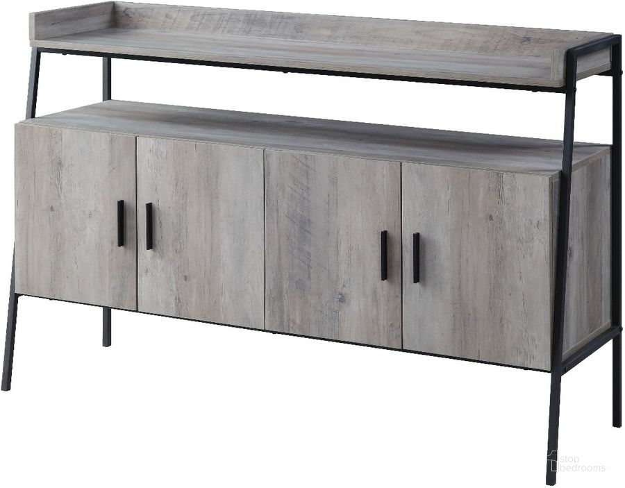 The appearance of Acme Samiya TV Stand In Gray Oak And Black Finish designed by ACME in the industrial interior design. This oak piece of furniture  was selected by 1StopBedrooms from Samiya Collection to add a touch of cosiness and style into your home. Sku: LV00151. Material: Wood. Product Type: TV Stand. Image1