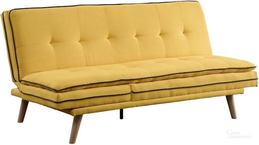 The appearance of Acme Savilla Adjustable Sofa In Yellow Linen and Oak Finish designed by ACME in the modern / contemporary interior design. This yellow piece of furniture  was selected by 1StopBedrooms from Savilla Collection to add a touch of cosiness and style into your home. Sku: 57160. Material: Wood. Product Type: Sofa. Image1