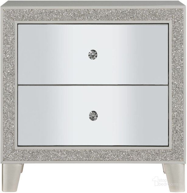 The appearance of Acme Sliverfluff Nightstand In Mirrored And Champagne Finish designed by ACME in the glam interior design. This champagne piece of furniture  was selected by 1StopBedrooms from Sliverfluff Collection to add a touch of cosiness and style into your home. Sku: BD00243. Material: Wood. Product Type: Nightstand. Image1