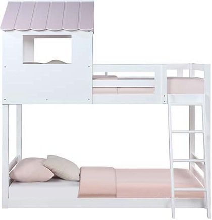 The appearance of Acme Solenne Twin Over Twin Bunk Bed In White And Pink Finish designed by ACME in the transitional interior design. This pink piece of furniture  was selected by 1StopBedrooms from Solenne Collection to add a touch of cosiness and style into your home. Sku: BD00705-1;BD00705-2;BD00705-3. Bed Type: Bunk Bed. Material: Wood. Product Type: Bunk Bed. Bed Size: Twin Over Twin. Image1