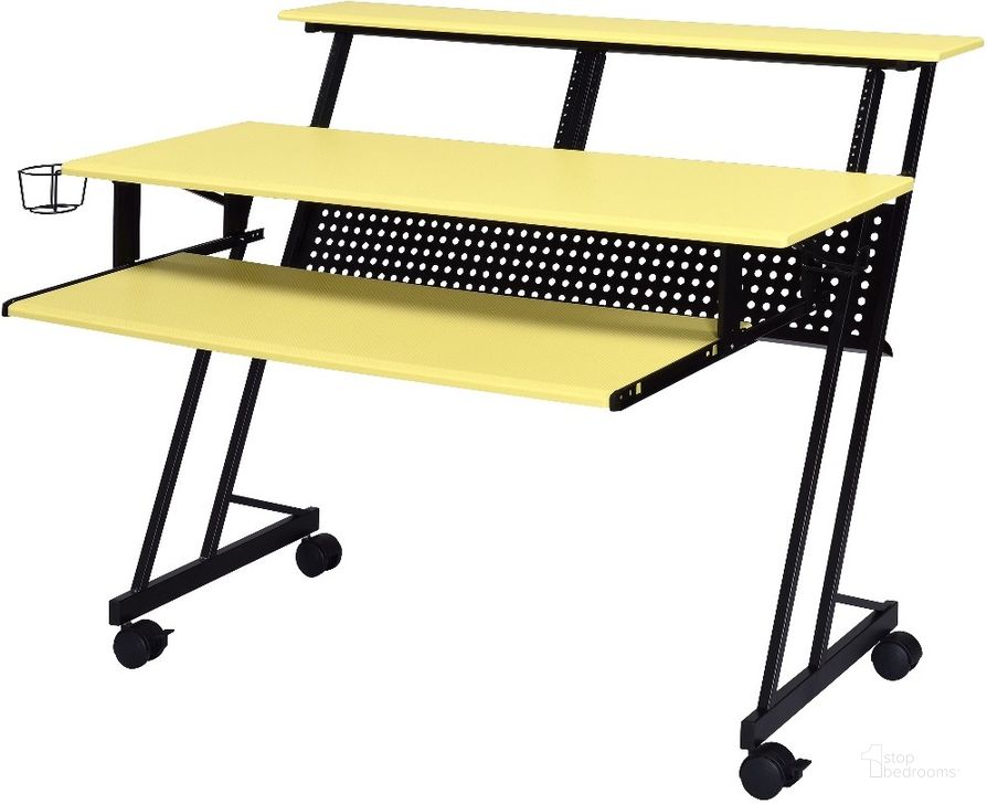 The appearance of Acme Suitor Music Recording Studio Desk In Yellow And Black designed by ACME in the industrial interior design. This yellow piece of furniture  was selected by 1StopBedrooms from Suitor Collection to add a touch of cosiness and style into your home. Sku: 92904. Material: Wood. Product Type: Desk. Image1