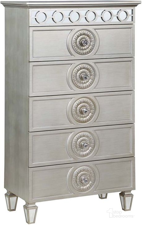 The appearance of Acme Varian Chest In Silver and Mirrored Finish designed by ACME in the glam interior design. This silver piece of furniture  was selected by 1StopBedrooms from Varian Collection to add a touch of cosiness and style into your home. Sku: BD01282. Material: Wood. Product Type: Chest. Image1