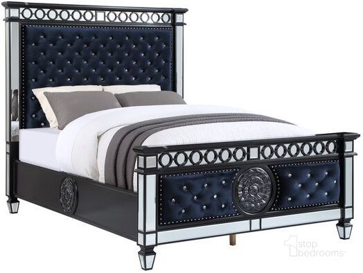 The appearance of Acme Varian Ii Eastern King Bed In Black Velvet And Black And Sliver Finish designed by ACME in the glam interior design. This black and chrome piece of furniture  was selected by 1StopBedrooms from Varian Collection to add a touch of cosiness and style into your home. Sku: BD00583EK1;BD00583EK2;BD00583EK3. Bed Type: Panel Bed. Material: Wood. Product Type: Panel Bed. Bed Size: King. Image1