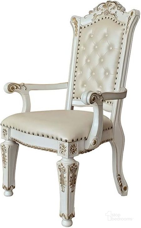 The appearance of Acme Vendom Arm Chair set Of 2 In Antique Pearl Finish designed by ACME in the transitional interior design. This antique pearl piece of furniture  was selected by 1StopBedrooms from Vendome Collection to add a touch of cosiness and style into your home. Sku: DN01349. Material: Wood. Product Type: Arm Chair. Image1