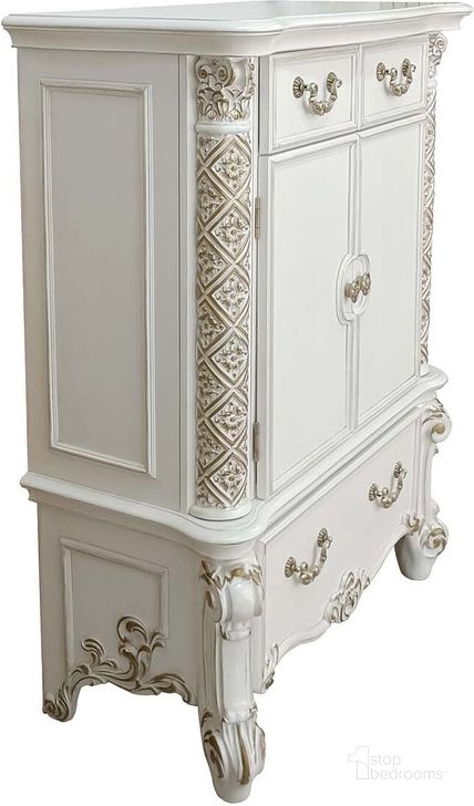 The appearance of Acme Vendom Chest In Antique Pearl Finish designed by ACME in the transitional interior design. This antique pearl piece of furniture  was selected by 1StopBedrooms from Vendome Collection to add a touch of cosiness and style into your home. Sku: BD01343. Product Type: Chest. Image1