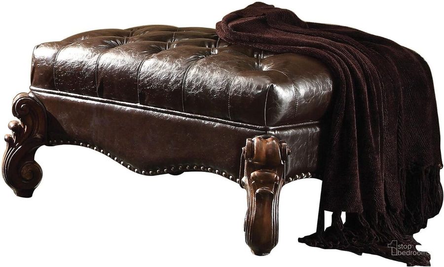 The appearance of Acme Versailles Ottoman D.Brown PU and Cherry Oak designed by ACME in the rustic / southwestern interior design. This brown piece of furniture  was selected by 1StopBedrooms from Versailles Collection to add a touch of cosiness and style into your home. Sku: 96538. Product Type: Ottoman. Material: Vinyl. Image1
