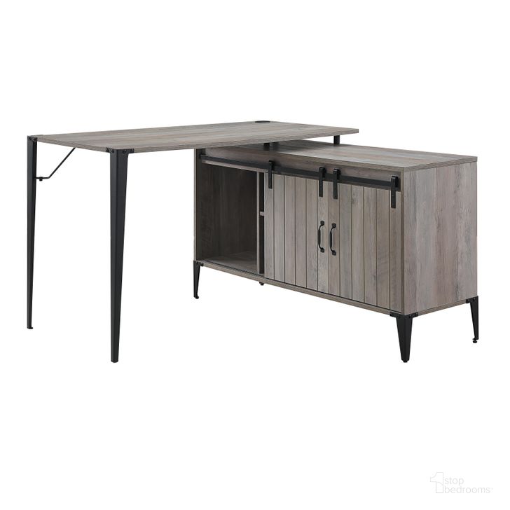 The appearance of Acme Zakwani Writing Desk In Gray Oak And Black Finish OF00009 designed by ACME in the industrial interior design. This oak piece of furniture  was selected by 1StopBedrooms from Zakwani Collection to add a touch of cosiness and style into your home. Sku: OF00009. Material: Wood. Product Type: Writing Desk. Image1