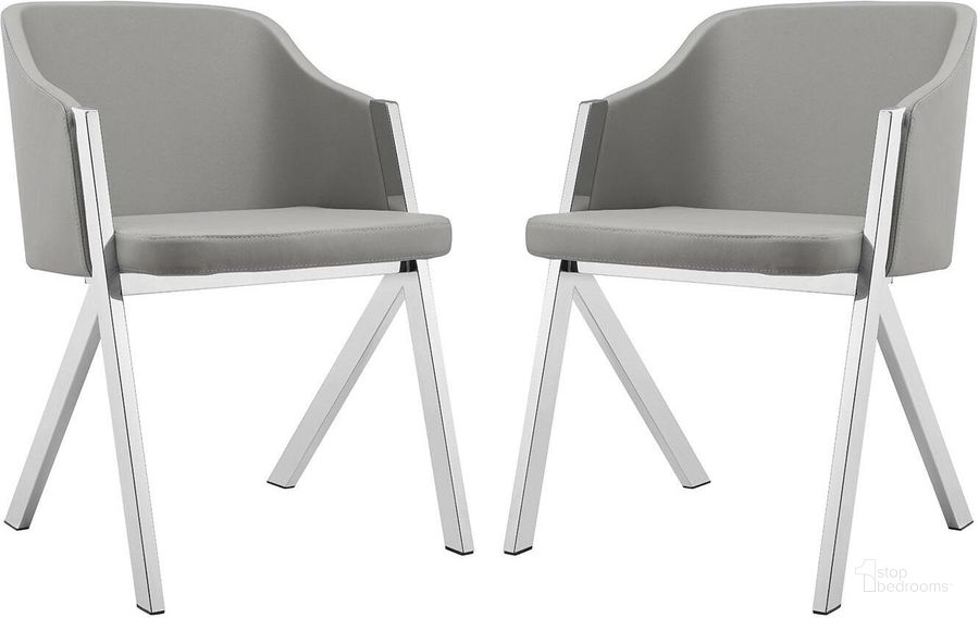 The appearance of Acorn Dark Gray Arm Dining Chair Set Of 2 designed by Casabianca Home in the modern / contemporary interior design. This gray piece of furniture  was selected by 1StopBedrooms from Acorn Collection to add a touch of cosiness and style into your home. Sku: CB-F3202-G. Product Type: Dining Chair. Material: Stainless Steel. Image1