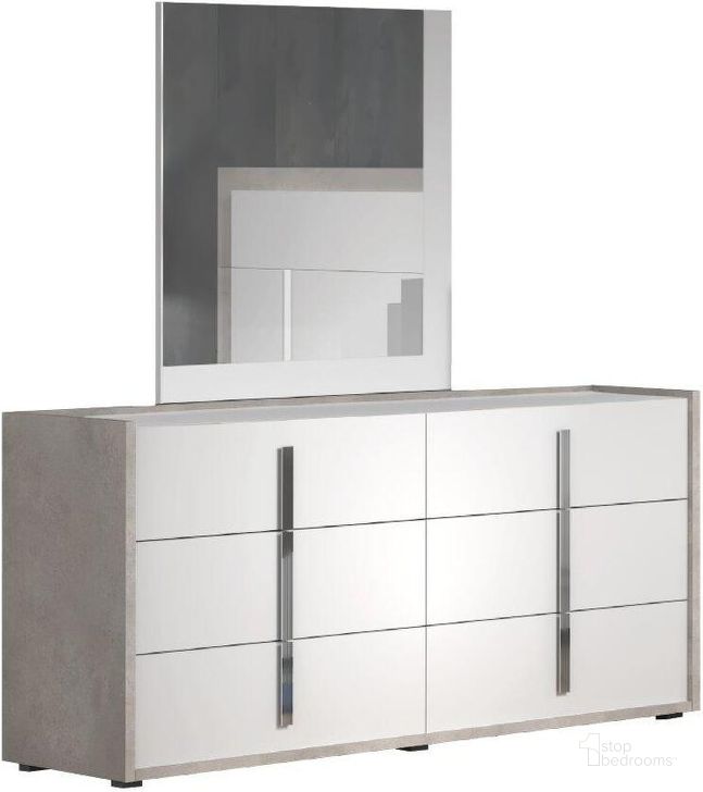 The appearance of Ada Premium Dresser in Cemento and Bianco Opac designed by J&M in the modern / contemporary interior design. This cement piece of furniture  was selected by 1StopBedrooms from Ada Collection to add a touch of cosiness and style into your home. Sku: 17448-D. Product Type: Dresser. Image1