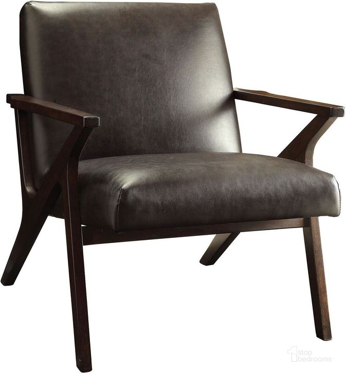 The appearance of Adamma Brown Chair designed by Atelier Home in the modern / contemporary interior design. This brown piece of furniture  was selected by 1StopBedrooms from Adamma Collection to add a touch of cosiness and style into your home. Sku: CM-AC6265BR. Product Type: Accent Chair. Material: Vinyl. Image1