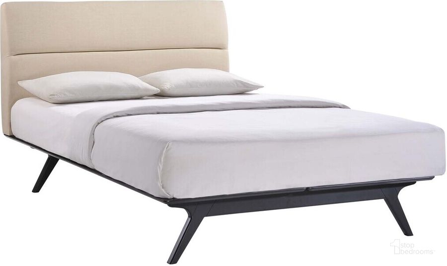 The appearance of Addison Queen Bed In Black Beige designed by Modway in the modern / contemporary interior design. This black beige piece of furniture  was selected by 1StopBedrooms from Addison Collection to add a touch of cosiness and style into your home. Sku: MOD-5244-BLK-BEI. Product Type: Bed. Bed Size: Queen. Material: MDF. Image1