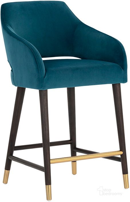 The appearance of Adelaide Counter Stool - Timeless Teal designed by Sunpan in the modern / contemporary interior design. This blue piece of furniture  was selected by 1StopBedrooms from Adelaide Collection to add a touch of cosiness and style into your home. Sku: 106104. Material: Fabric. Product Type: Barstool. Image1