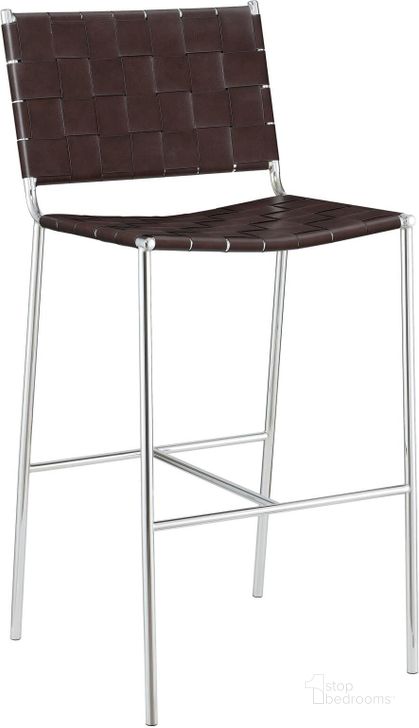 The appearance of Adelaide Upholstered Bar Stool with Open Back In Brown and Chrome designed by Coaster in the modern / contemporary interior design. This brown and chrome piece of furniture  was selected by 1StopBedrooms from Adelaide Collection to add a touch of cosiness and style into your home. Sku: 183584. Material: Metal. Product Type: Barstool. Image1