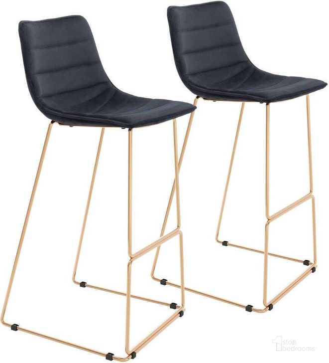The appearance of Adele Bar Chair Set Of 2 In Black And Gold designed by Zuo Modern in the modern / contemporary interior design. This black and gold piece of furniture  was selected by 1StopBedrooms from Adele Collection to add a touch of cosiness and style into your home. Sku: 109503. Product Type: Bar Chair. Material: Plywood. Image1