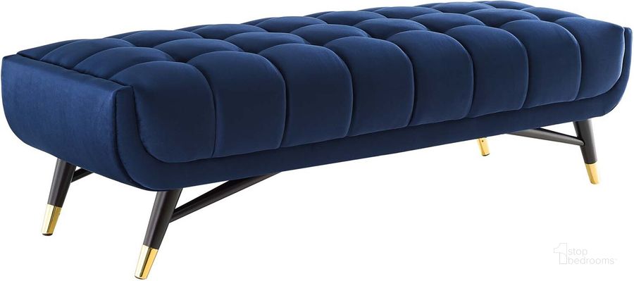 The appearance of Adept 60 Inch Performance Velvet Bench EEI-4241-MID designed by Modway in the modern / contemporary interior design. This midnight blue piece of furniture  was selected by 1StopBedrooms from Adept Collection to add a touch of cosiness and style into your home. Sku: EEI-4241-MID. Material: Wood. Product Type: Bench. Image1