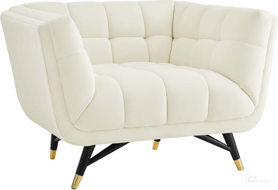 The appearance of Adept Ivory Performance Velvet Arm Chair designed by Modway in the modern / contemporary interior design. This ivory piece of furniture  was selected by 1StopBedrooms from Adept Collection to add a touch of cosiness and style into your home. Sku: EEI-3060-IVO. Material: Wood. Product Type: Living Room Chair. Image1