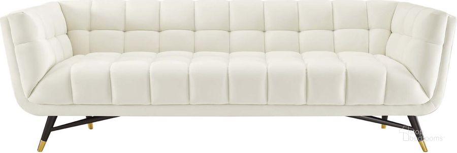 The appearance of Adept Ivory Performance Velvet Sofa designed by Modway in the modern / contemporary interior design. This ivory piece of furniture  was selected by 1StopBedrooms from Adept Collection to add a touch of cosiness and style into your home. Sku: EEI-3059-IVO. Material: Wood. Product Type: Sofa. Image1