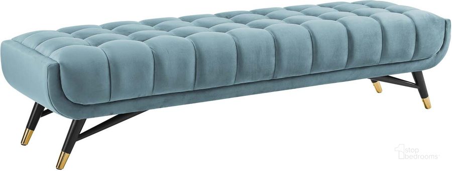 The appearance of Adept Sea Blue Performance Velvet Bench designed by Modway in the modern / contemporary interior design. This sea blue piece of furniture  was selected by 1StopBedrooms from Adept Collection to add a touch of cosiness and style into your home. Sku: EEI-3061-SEA. Material: Wood. Product Type: Bench. Image1