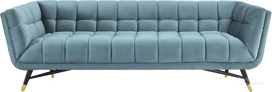 The appearance of Adept Sea Blue Performance Velvet Sofa designed by Modway in the modern / contemporary interior design. This sea blue piece of furniture  was selected by 1StopBedrooms from Adept Collection to add a touch of cosiness and style into your home. Sku: EEI-3059-SEA. Material: Wood. Product Type: Sofa. Image1