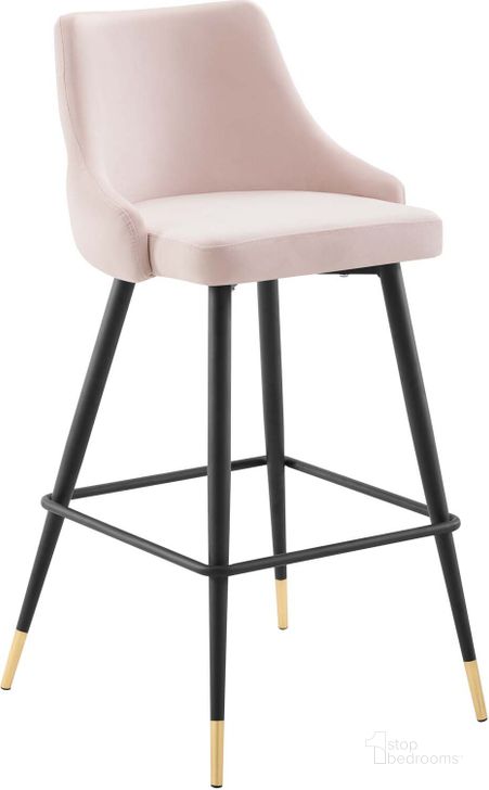 The appearance of Adorn Performance Velvet Bar Stool EEI-3909-PNK designed by Modway in the modern / contemporary interior design. This pink piece of furniture  was selected by 1StopBedrooms from Adorn Collection to add a touch of cosiness and style into your home. Sku: EEI-3909-PNK. Product Type: Barstool. Material: Plywood. Image1