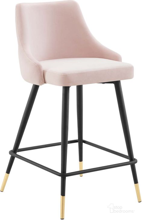 The appearance of Adorn Performance Velvet Counter Stool EEI-3908-PNK designed by Modway in the modern / contemporary interior design. This pink piece of furniture  was selected by 1StopBedrooms from Adorn Collection to add a touch of cosiness and style into your home. Sku: EEI-3908-PNK. Product Type: Barstool. Material: Plywood. Image1