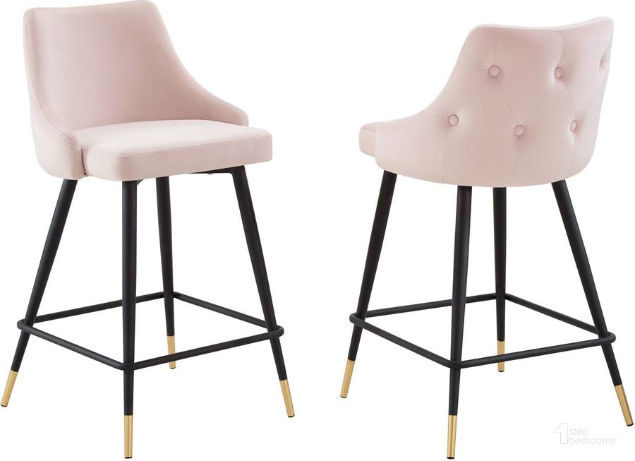 The appearance of Adorn Performance Velvet Counter Stool Set of 2 EEI-4594-PNK designed by Modway in the modern / contemporary interior design. This pink piece of furniture  was selected by 1StopBedrooms from Adorn Collection to add a touch of cosiness and style into your home. Sku: EEI-4594-PNK. Product Type: Barstool. Material: Plywood. Image1