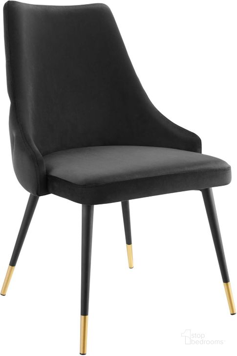 The appearance of Adorn Tufted Performance Velvet Dining Side Chair EEI-3907-BLK designed by Modway in the modern / contemporary interior design. This black piece of furniture  was selected by 1StopBedrooms from Adorn Collection to add a touch of cosiness and style into your home. Sku: EEI-3907-BLK. Product Type: Side Chair. Material: Plywood. Image1