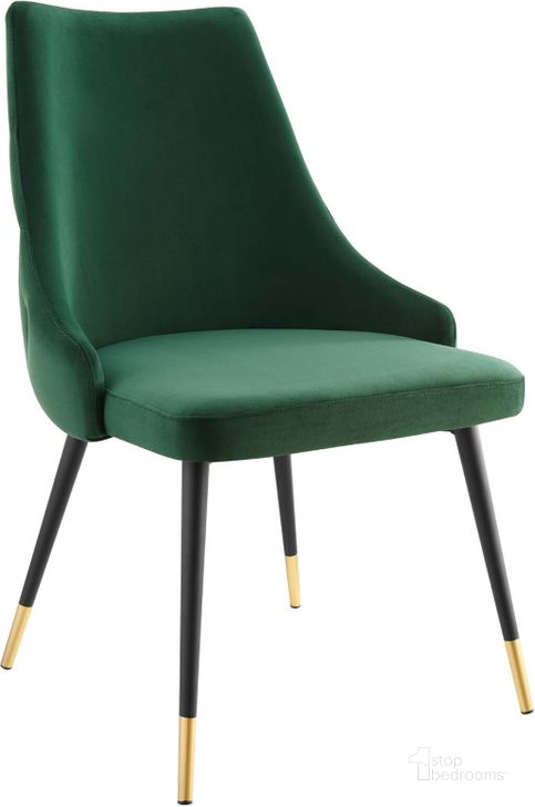 The appearance of Adorn Tufted Performance Velvet Dining Side Chair EEI-3907-GRN designed by Modway in the modern / contemporary interior design. This green piece of furniture  was selected by 1StopBedrooms from Adorn Collection to add a touch of cosiness and style into your home. Sku: EEI-3907-GRN. Product Type: Side Chair. Material: Plywood. Image1