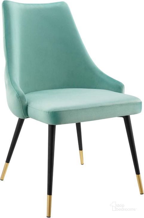 The appearance of Adorn Tufted Performance Velvet Dining Side Chair EEI-3907-MIN designed by Modway in the modern / contemporary interior design. This mint piece of furniture  was selected by 1StopBedrooms from Adorn Collection to add a touch of cosiness and style into your home. Sku: EEI-3907-MIN. Product Type: Side Chair. Material: Plywood. Image1