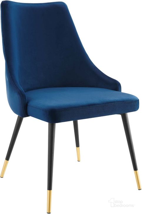 The appearance of Adorn Tufted Performance Velvet Dining Side Chair EEI-3907-NAV designed by Modway in the modern / contemporary interior design. This navy piece of furniture  was selected by 1StopBedrooms from Adorn Collection to add a touch of cosiness and style into your home. Sku: EEI-3907-NAV. Product Type: Side Chair. Material: Plywood. Image1