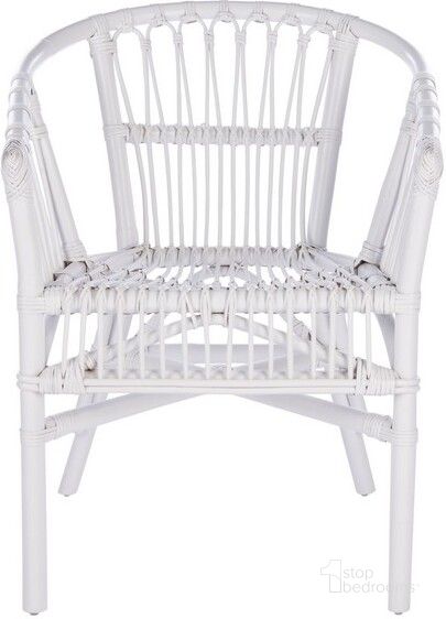 The appearance of Adriana Rattan Accent Chair in White designed by Safavieh in the modern / contemporary interior design. This white piece of furniture  was selected by 1StopBedrooms from Adriana Collection to add a touch of cosiness and style into your home. Sku: ACH6505B-SET2. Product Type: Accent Chair. Material: Rattan. Image1