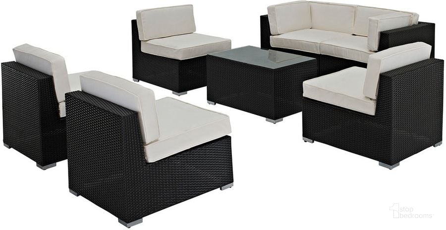 The appearance of Aero 7-Piece Outdoor Patio Sectional Set In Espresso White designed by Modway in the  interior design. This espresso white piece of furniture  was selected by 1StopBedrooms from Aero Collection to add a touch of cosiness and style into your home. Sku: EEI-695-EXP-WHI-SET. Material: Rattan. Product Type: Outdoor Sectional. Image1