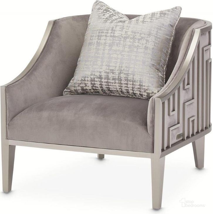 The appearance of Affrique Steel Gray Accent Chair designed by Bennett Interiors in the transitional interior design. This steel gray piece of furniture  was selected by 1StopBedrooms from Affrique Collection to add a touch of cosiness and style into your home. Sku: N9006834-GRPRL-13. Material: Polyester. Product Type: Accent Chair. Image1