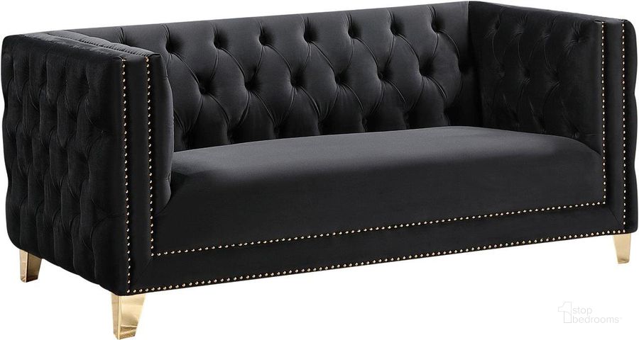 The appearance of Agassiz Black Velvet Loveseat designed by Furnique in the modern / contemporary interior design. This black velvet piece of furniture  was selected by 1StopBedrooms from Agassiz Collection to add a touch of cosiness and style into your home. Sku: 652Black-L. Product Type: Loveseat. Material: Velvet. Image1
