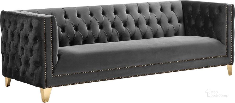 The appearance of Agassiz Grey Velvet Sofa designed by Furnique in the modern / contemporary interior design. This grey piece of furniture  was selected by 1StopBedrooms from Agassiz Collection to add a touch of cosiness and style into your home. Sku: 652Grey-S. Product Type: Sofa. Material: Velvet. Image1