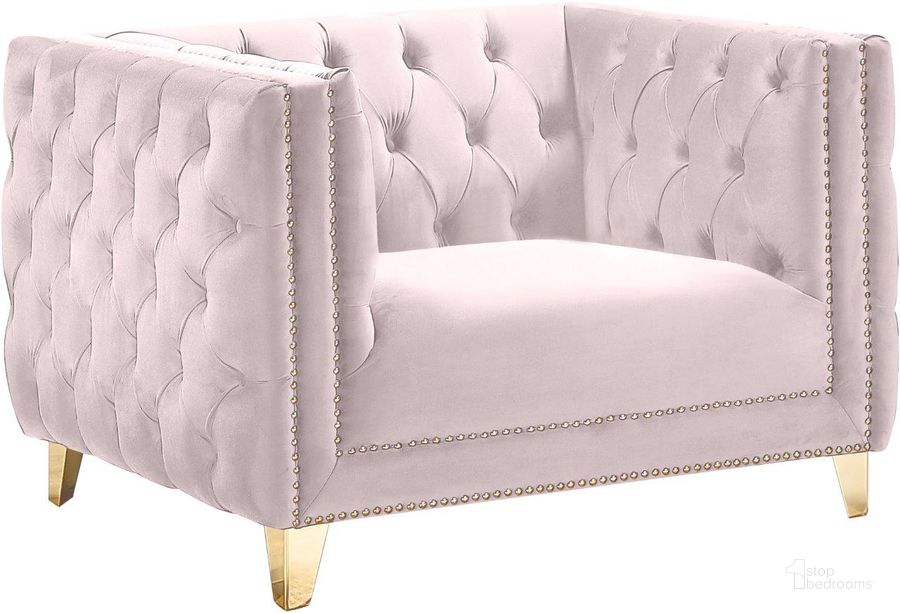 The appearance of Agassiz Pink Velvet Chair designed by Furnique in the modern / contemporary interior design. This pink velvet piece of furniture  was selected by 1StopBedrooms from Agassiz Collection to add a touch of cosiness and style into your home. Sku: 652Pink-C. Product Type: Chair. Material: Velvet. Image1